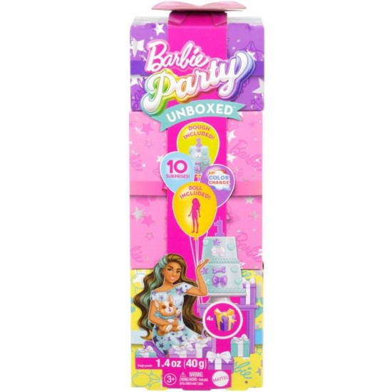 BARBIE Party Unboxed Reveal lelle ar brūniem matiem, JFG72 BARBIE Party Unboxed Reveal lelle ar brūniem matiem, JFG72