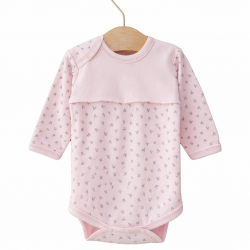 Vilaurita jaundzimušo bodijs ar garām piedurknēm, rozā ar rakstu