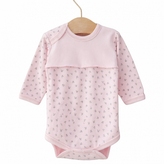 Vilaurita jaundzimušo bodijs rozā ar garām piedurknēm