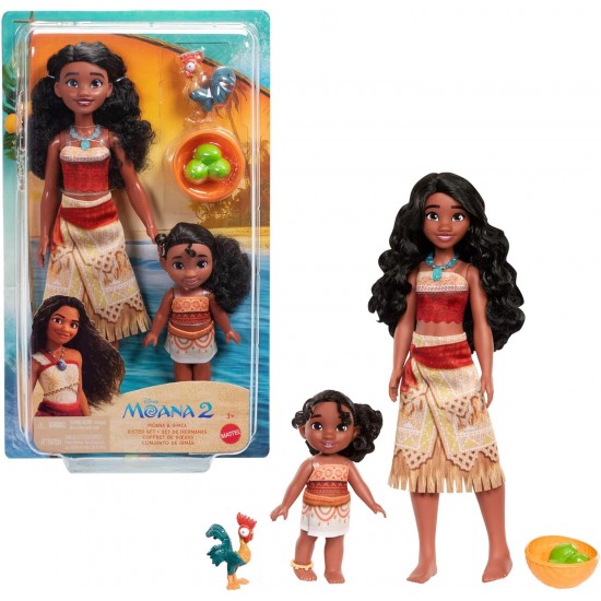 Mattel Disney Moana 2 Moana and Simea Sister Doll Set, JBT 41