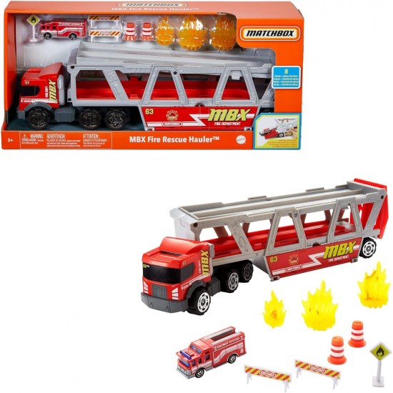Matchbox GWM23 Construction Hauler with 1 Fire Engine and 8 Accessories Matchbox GWM23 Construction Hauler with 1 Fire Engine and 8 Accessories