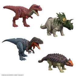 Jurassic World savvaļas rēkoņa dinozauru figūras ar Chomp daudzvirzienu uzbrukumu un skaņu, kustīga rotaļlieta un digitāla spēle (sugas atšķiras)JGB87 sortiments.