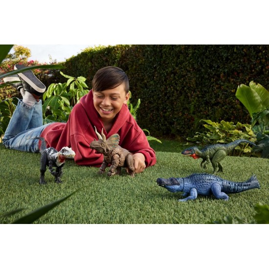 Jurassic World Rebirth gigantiskais Thrashers dinozaura figūra, Chilantalsaurus lielo sugu rotaļlieta, 2 trakojoši uzbrukumi, digitālā spēle, JGB95 Jurassic World Rebirth gigantiskais Thrashers dinozaura figūra, Chilantalsaurus lielo sugu rotaļlieta, 2 trakojoši uzbrukumi, digitālā spēle, JGB95