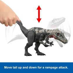 Jurassic World ​Rebirth gigantiskais Thrashers dinozaura figūra, Chilantalsaurus lielo sugu rotaļlieta, 2 trakojoši uzbrukumi, digitālā spēle, JGB95