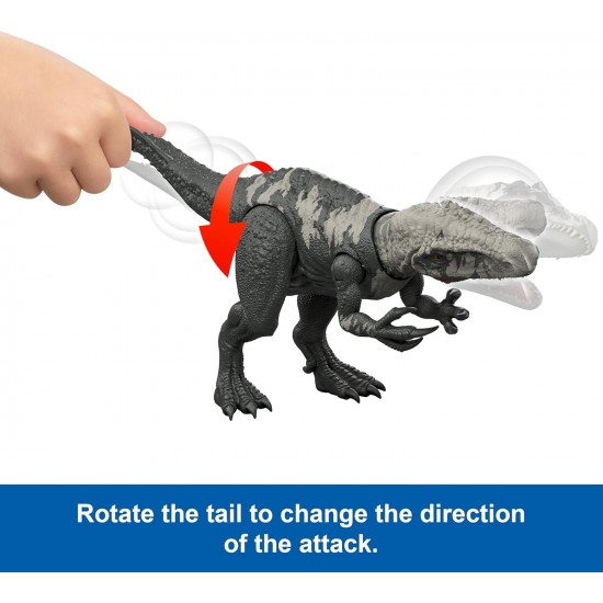 Jurassic World Rebirth gigantiskais Thrashers dinozaura figūra, Chilantalsaurus lielo sugu rotaļlieta, 2 trakojoši uzbrukumi, digitālā spēle, JGB95 Jurassic World Rebirth gigantiskais Thrashers dinozaura figūra, Chilantalsaurus lielo sugu rotaļlieta, 2 trakojoši uzbrukumi, digitālā spēle, JGB95