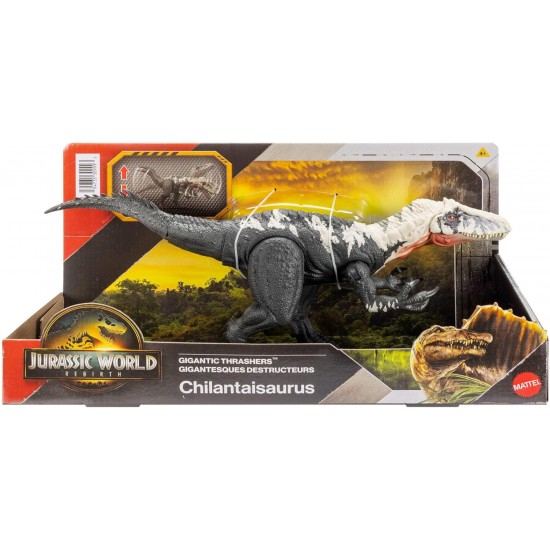 Jurassic World Rebirth gigantiskais Thrashers dinozaura figūra, Chilantalsaurus lielo sugu rotaļlieta, 2 trakojoši uzbrukumi, digitālā spēle, JGB95 Jurassic World Rebirth gigantiskais Thrashers dinozaura figūra, Chilantalsaurus lielo sugu rotaļlieta, 2 trakojoši uzbrukumi, digitālā spēle, JGB95