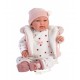 Llorens doll that cries 44 cm - Newborn with baby sounds - Tina with Pink Hood  LL84440