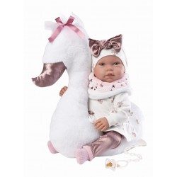 Doll Tina crying baby with swan pillow 44cm 84456