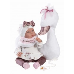Doll Tina crying baby with swan pillow 44cm 84456