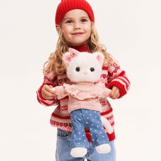 Orange Toys Lucky Kitty Sophie Denim Hearts 38cm mīkstā rotaļlieta 
