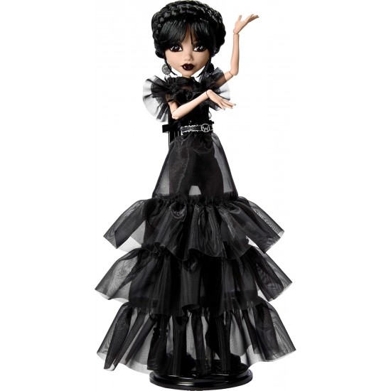 Monster High Wednesday Collectible Doll, Rave’N Wednesday in Black Gown Inspired By Dance Scene, HXJ03