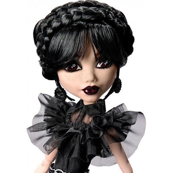 Monster High Wednesday Collectible Doll, Rave’N Wednesday in Black Gown Inspired By Dance Scene, HXJ03