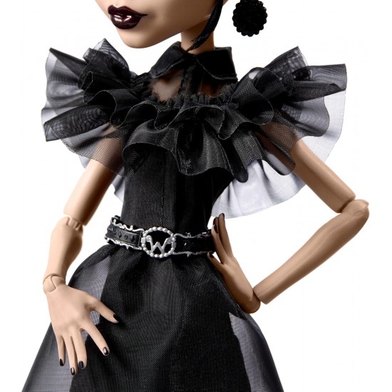 Monster High Wednesday Collectible Doll, Rave’N Wednesday in Black Gown Inspired By Dance Scene, HXJ03