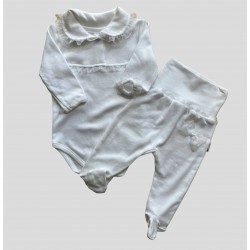 White newborn set 2 parts bodysuit and shorts 5278