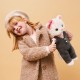 Orange Toys Lucky Kitty Lucky Sophie balta kaķenīte rozā tilla kleitā un brūnā jaciņā, 38 cm