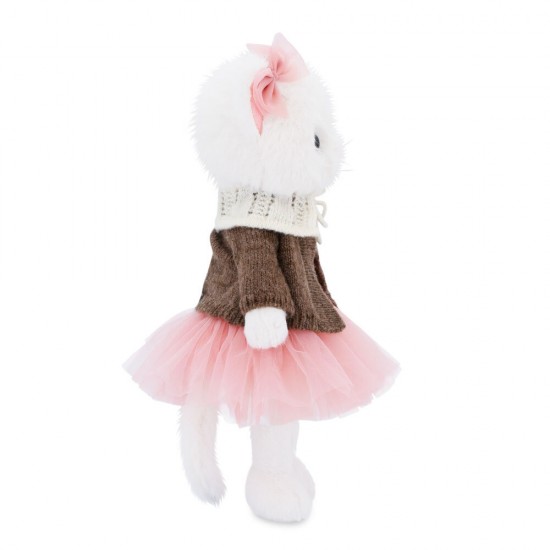 Orange Toys Lucky Kitty Lucky Sophie balta kaķenīte rozā tilla kleitā un brūnā jaciņā, 38 cm