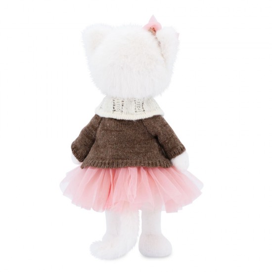 Orange Toys Lucky Kitty Lucky Sophie balta kaķenīte rozā tilla kleitā un brūnā jaciņā, 38 cm