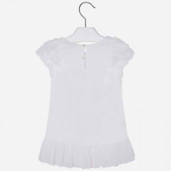 MAYORALGirl print short sleeve blouse with ruffles and strass 3187/10 MAYORALGirl print short sleeve blouse with ruffles and strass 3187/10