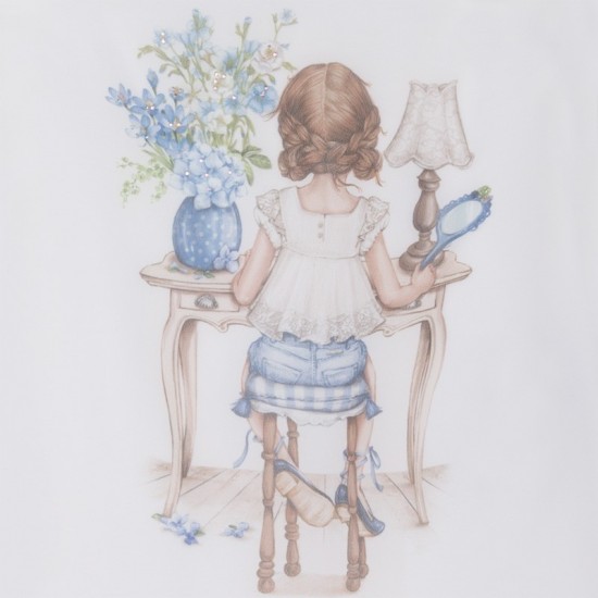 MAYORALGirl print short sleeve blouse with ruffles and strass 3187/10 MAYORALGirl print short sleeve blouse with ruffles and strass 3187/10