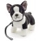 Uni Toys mīkstā rotaļlieta franču buldogs melnbalts ar pavadiņu, 25 cm