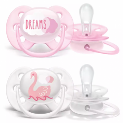 PHILIPS AVENT silikona māneklītis 0-6m, 2gab. ultra soft Deco SCF222/02