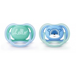 Philips AVENT Ultra Air Pacifier 6-18Months, Contemporary Decos, Pink, 2Pack, SCF342/22