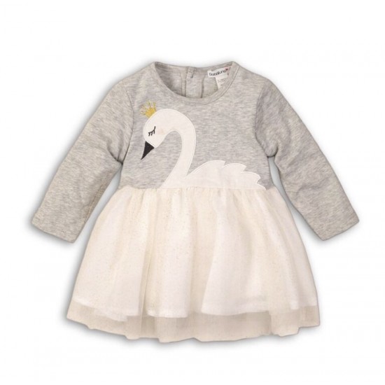 Jersy/net mixed fabric dress with applique