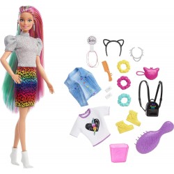 Barbie Leopard Rainbow Hair Doll - Rainbow Skirt GRN81