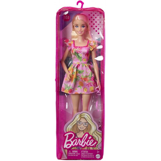 Barbie Fashionistas Doll, with Blonde Hair & Fruit Print Dress HBV15