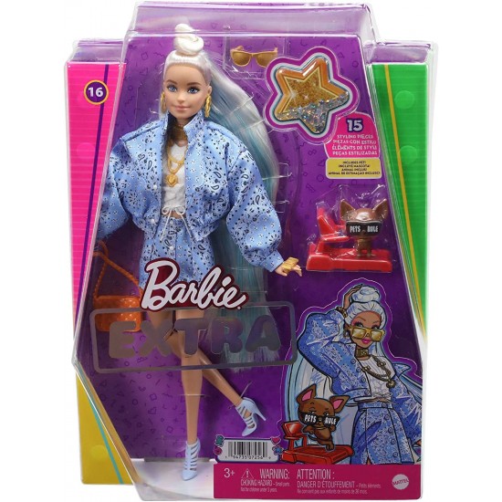 Barbie  Extra Lelle ar džinsu jaku mazo suņa draugu čivauvu ,HHN08