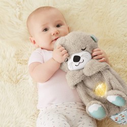 Fisher-Price Soothe 'n Snuggle Otter, Portable Plush Soother with Music, Sounds, Lights and Breathing Motion, Multi FXC66