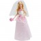 Barbie Bride Doll in White and Pink Dress with Veil and Bouquet CFF37
