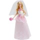 Barbie Bride Doll in White and Pink Dress with Veil and Bouquet CFF37