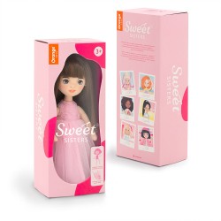 Lelle no kolekcijas Sweet Sisters Sofija  rozā tilla kleita ar rozītēm (32cm) SS03-03