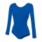 Dance, sports, gymnastics bodysuit with long sleeves, blue
